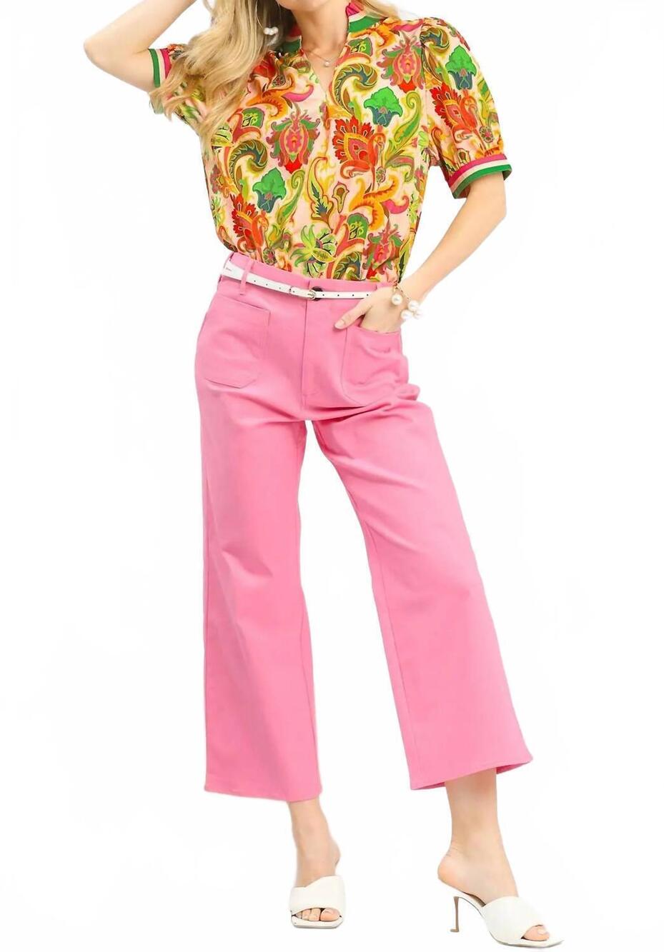 NEW UMGEE spring mix top in green mix